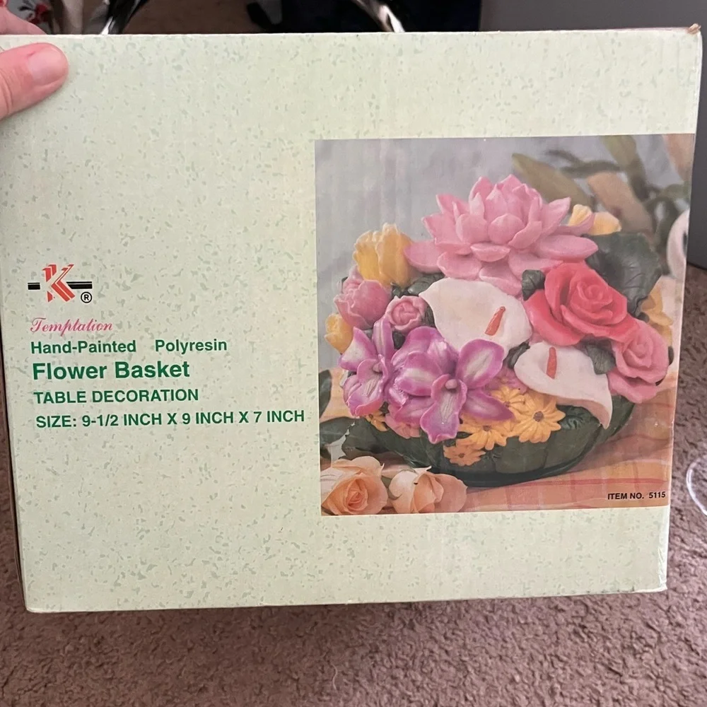 Temptation Hand Painted Polyresin Flower Basket